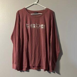 bebe Sport 3X Long Sleeve Pullover Top